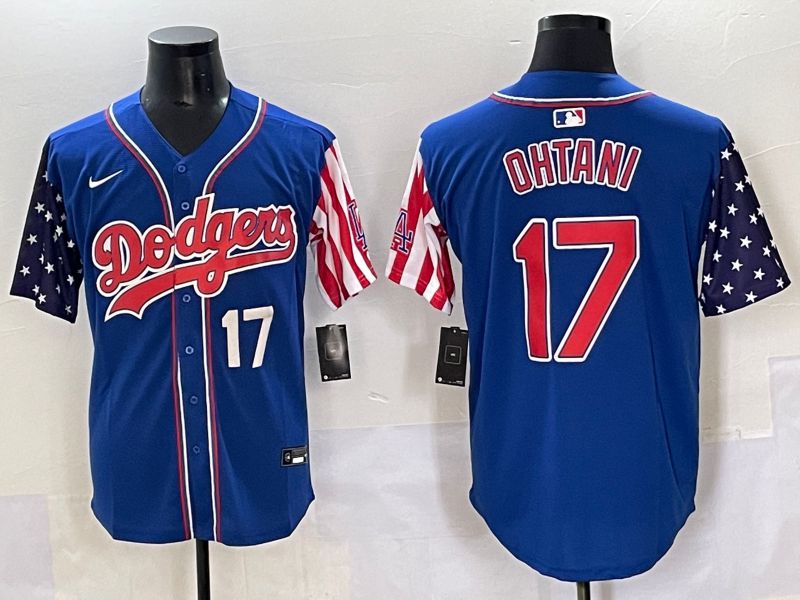 Men 2025 Los Angeles Dodgers #17 Ohtani Blue a generation of national flags Joint Name Nike MLB Jersey style 5
